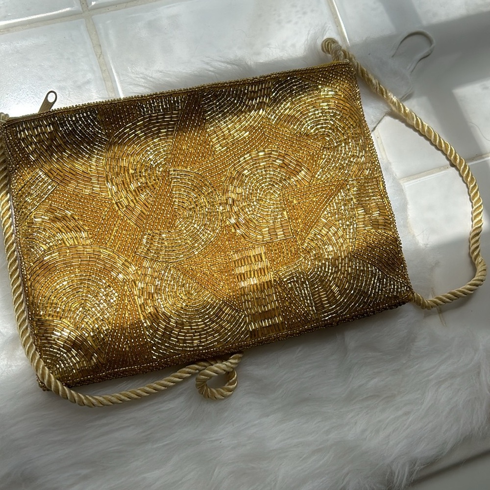 Carl Marchi Gold Beaded Crossbody Bag EUC - Picture 4 of 13